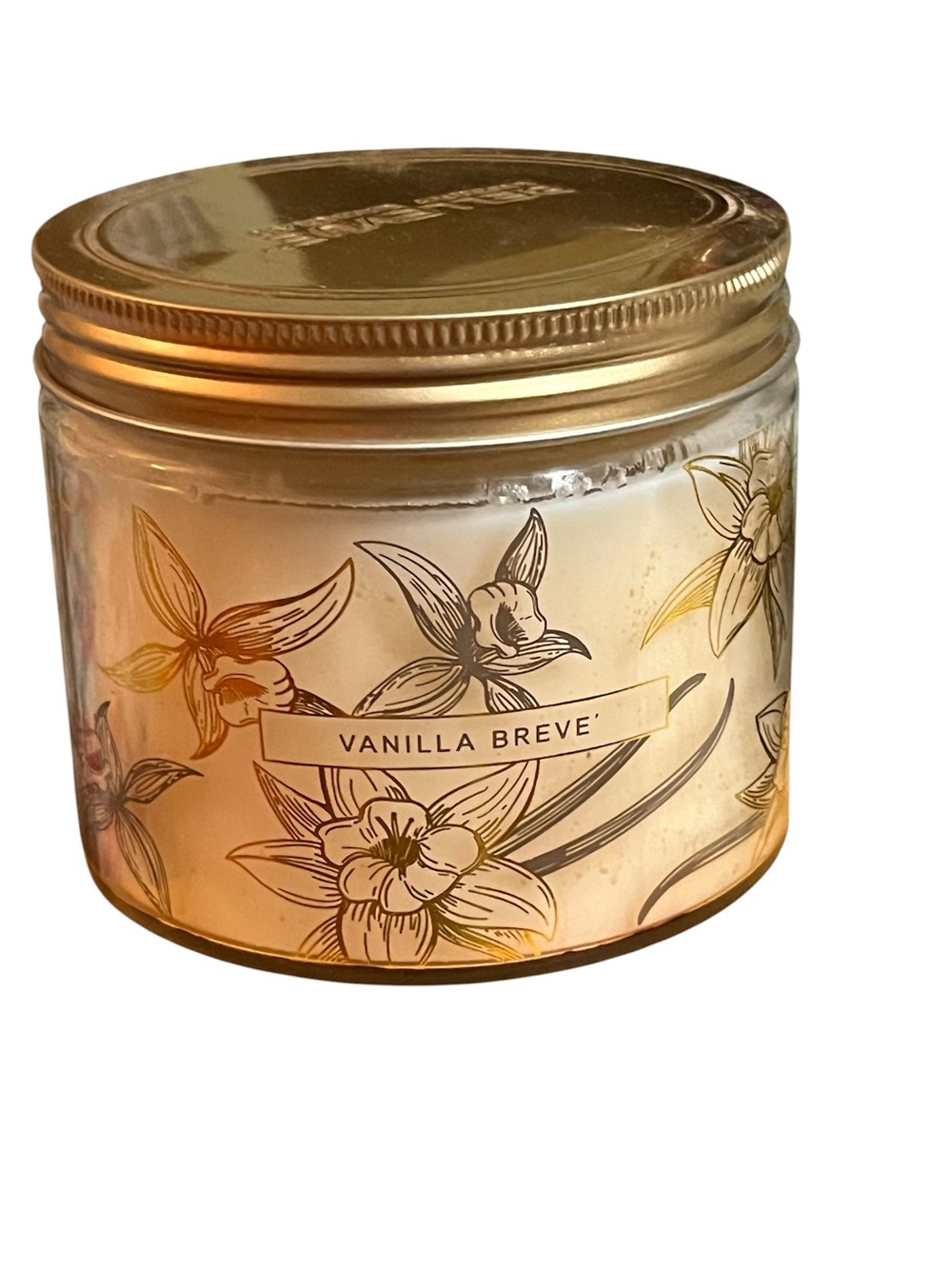 Vanilla Breve Scented Candle Jar with Gold Lid